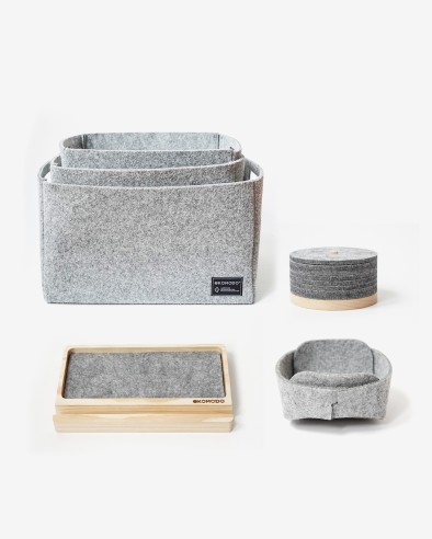 Ekomodo presenta la colección de accesorios del hogar Etxe, fabricada con madera y plástico reciclados