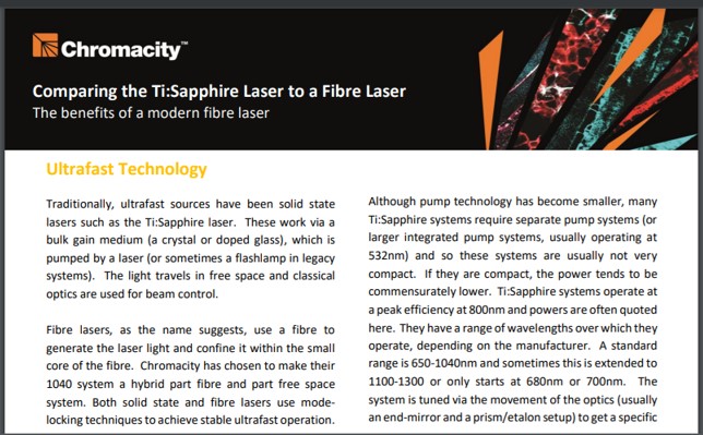 Chromacity: Comparing ultrafast fibre and tuneable ultrafast lasers