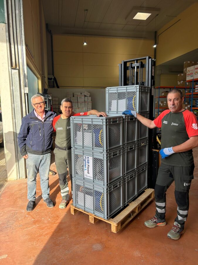 KSB colabora en la emergencia de la dana en Valencia con el envío de bombas de achique