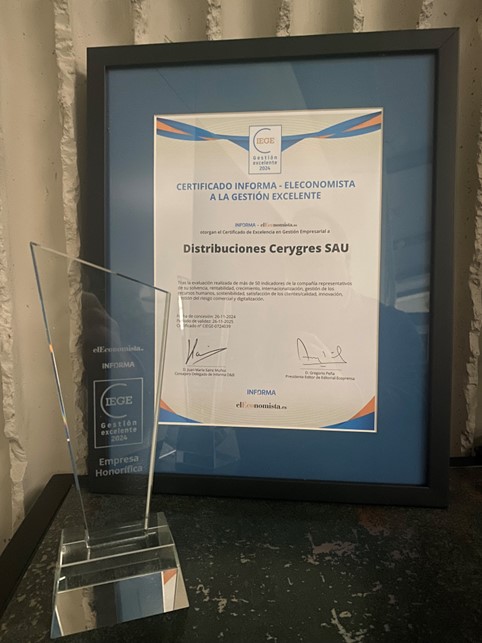 Distribuciones Cerygres reconocida con el Certificado CIEGE a la gestión excelente