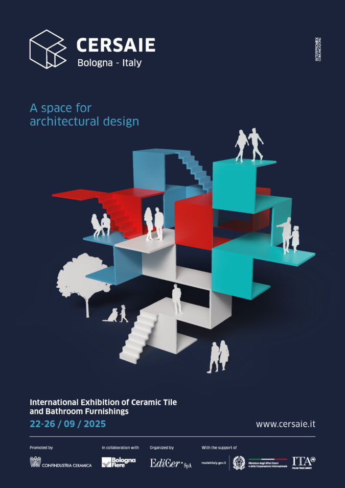 «Un espacio para el diseño arquitectónico» El cartel de Cersaie 2025 amplía el concepto de espacio arquitectónico.