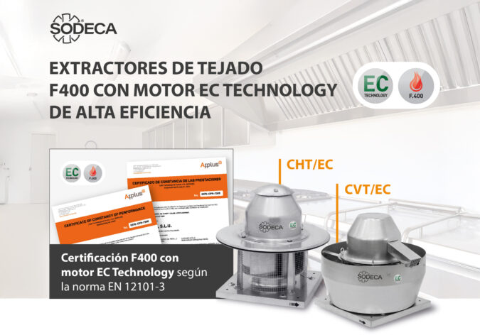 Extractores de tejado F400 de Sodeca