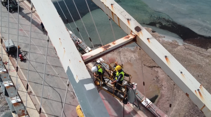 Rotair impulsó el sistema de granallado y recubrimiento de Ibix en la restauración del puente Arena