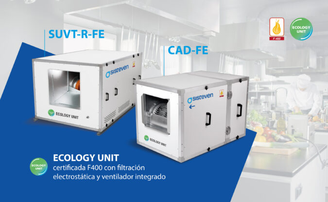 ECOLOGY UNIT certificada F400 para la extracción de humos en cocinas profesionales de SISTEVEN