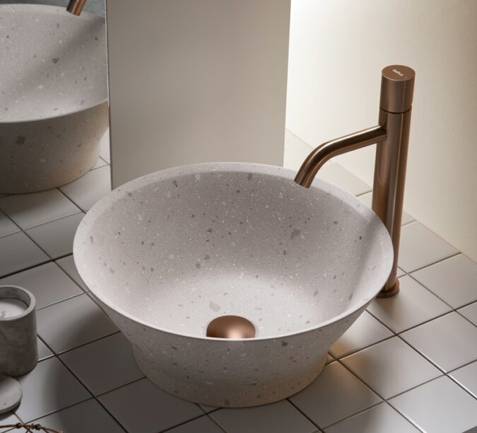 La apariencia de la roca llevada al lavabo por Bathco